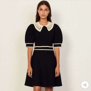 Sandro Black and Cream Mini Dress